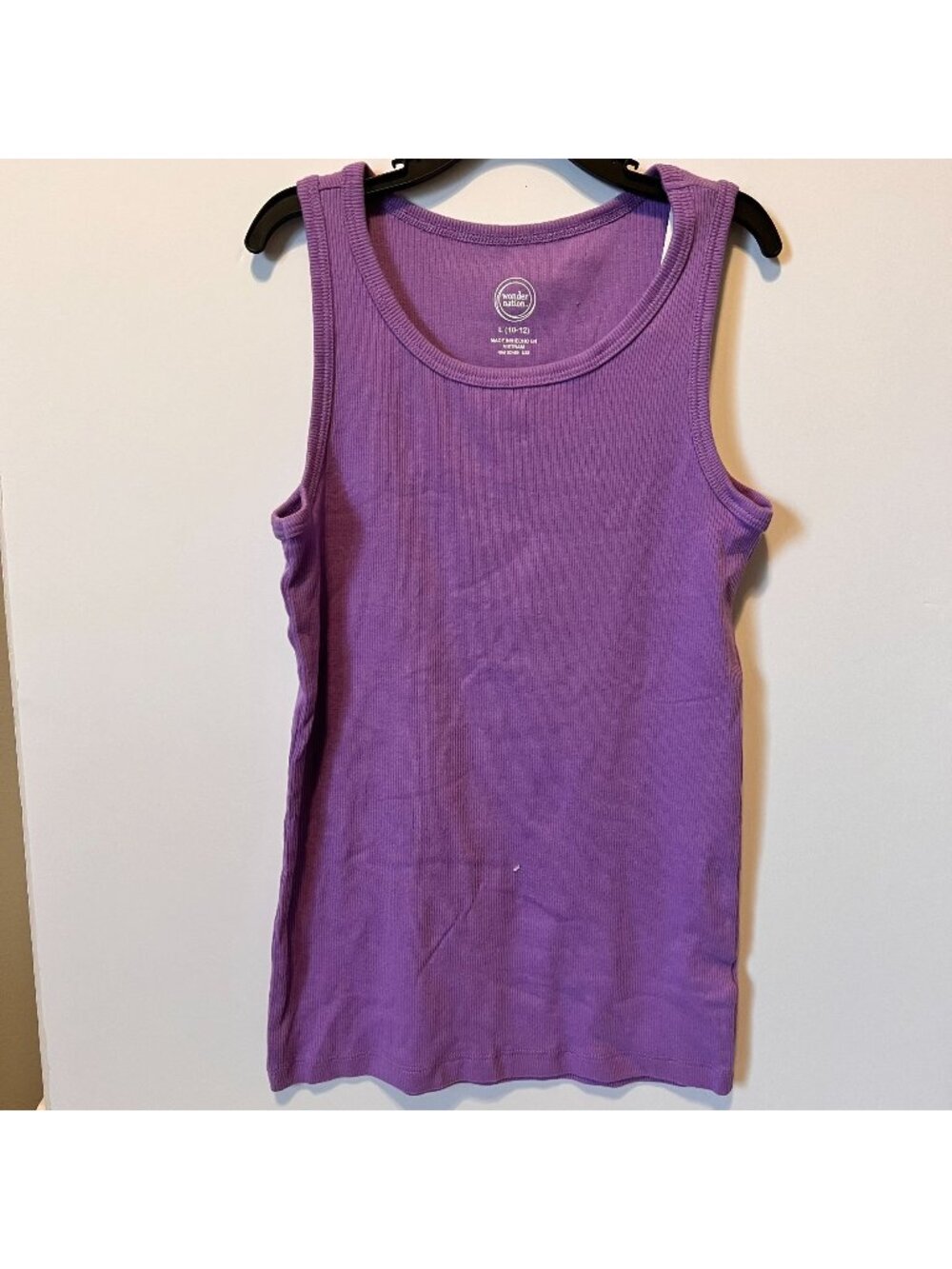 Wonder Nation Purple Tank Top L (10-12) Cotton/Polyester Blend